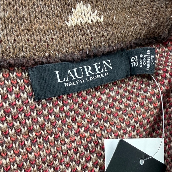 Ralph Lauren Women’s XXL Hand Knit Tribal Shawl Cardigan Sweater NWT Belted - Picture 4 of 8